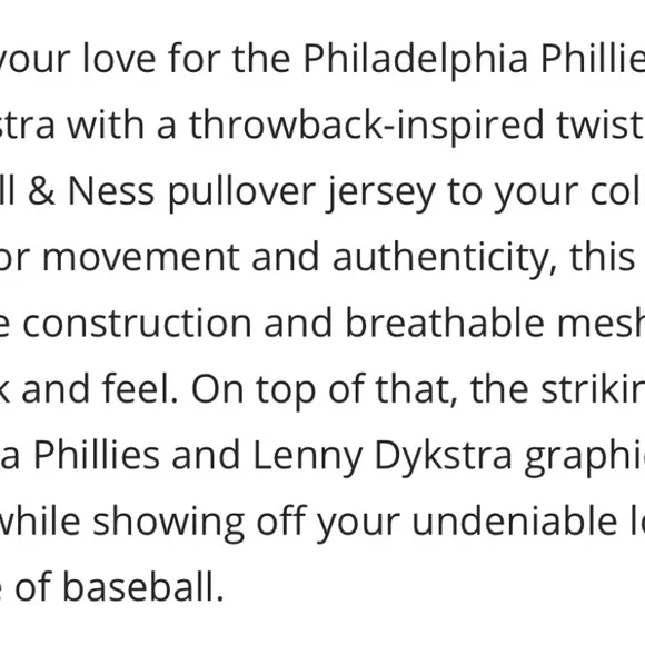 lenny dykstra Mitchell & Ness phillies jersey 2XL - Picture 5 of 6